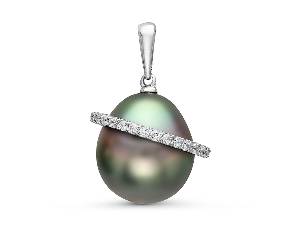 Кулон из белого золота с черной Таитянской жемчужиной 12-12,5 мм. Артикул 11456 Кулон из белого золота с черной Таитянской жемчужиной 12-12,5 мм. Артикул 11456
