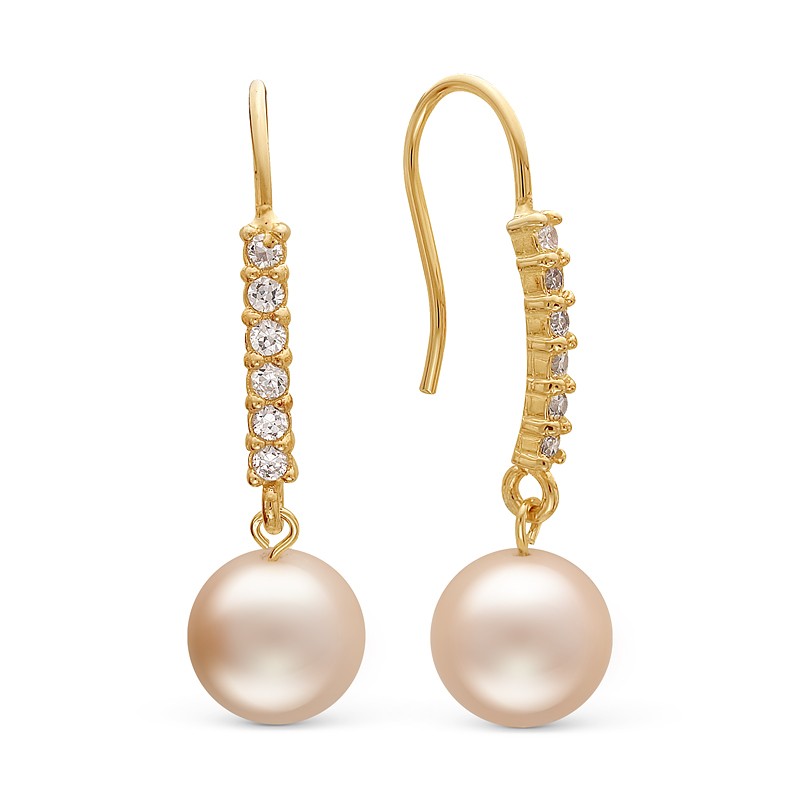 Серьги из серебра с белыми жемчужинами 9-10 мм. Артикул 10230