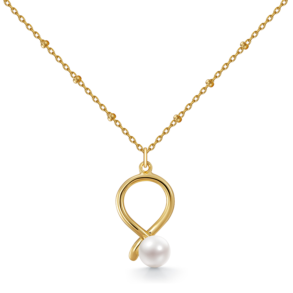 Колье из серебра 925 пробы с белой речной жемчужиной 5,5-6 мм. Артикул 11184