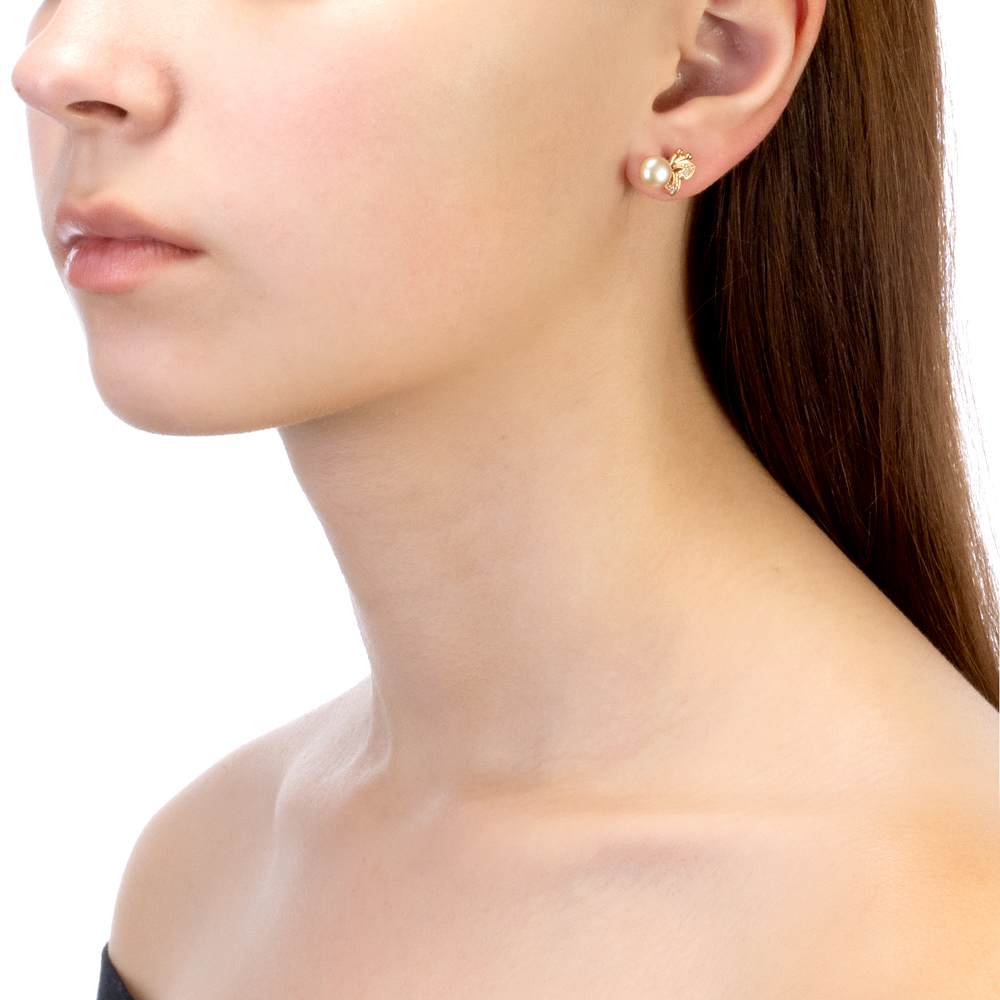 Серьги из серебра с розовыми жемчужинами 6,5-7 мм. Артикул 10791