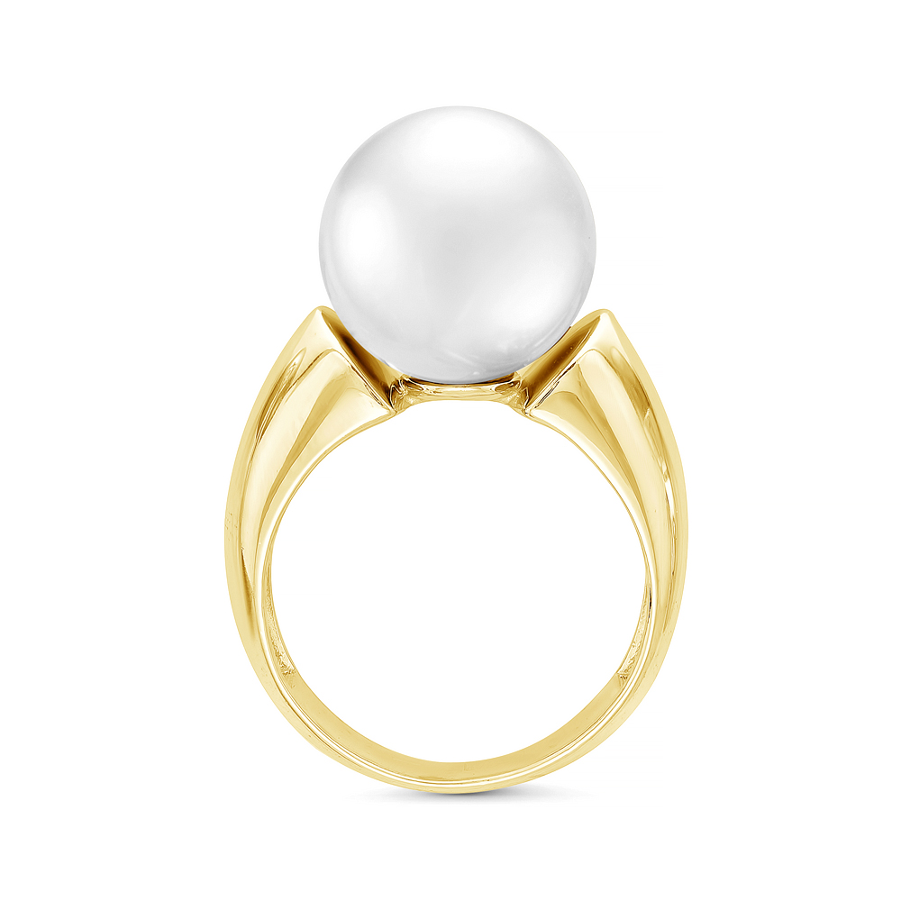 Кольцо из серебра 925 пробы с белой японской жемчужиной 12-13 мм. Артикул 11795