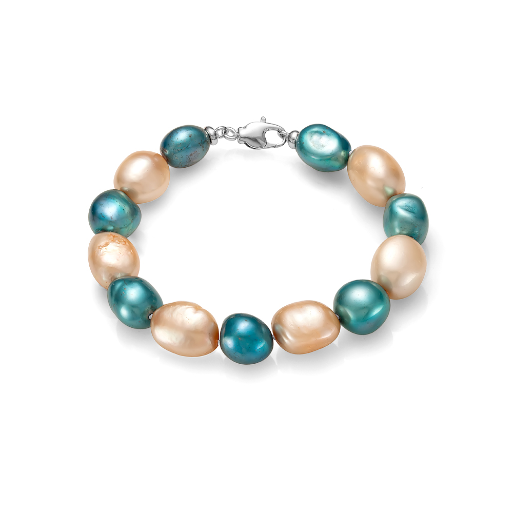 Браслет "микс" из барочного речного жемчуга 11-12 мм. Качество жемчуга высокое АА+. Артикул 9106