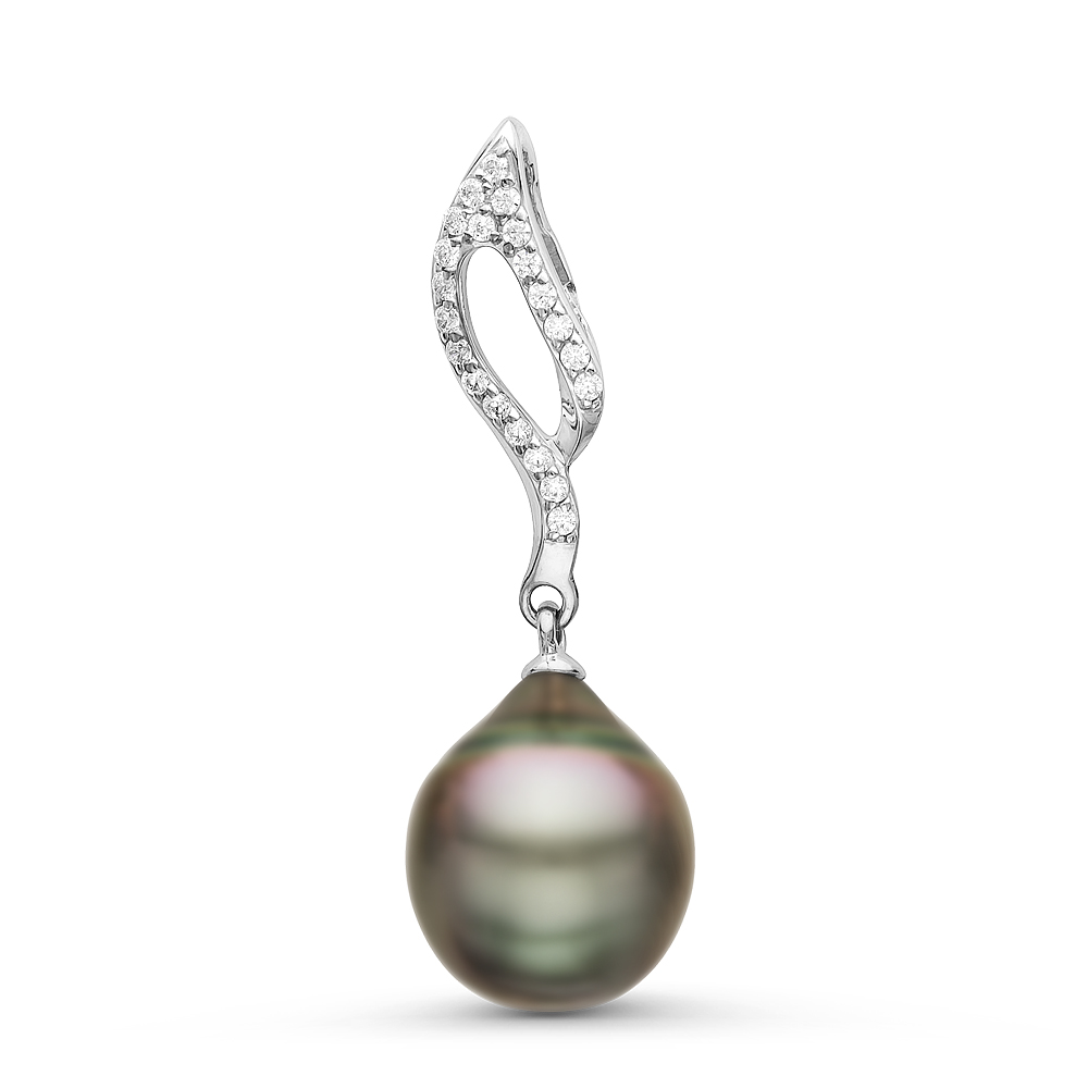 Кулон из серебра с черной Таитянской жемчужиной 10,6-10,9 мм. Артикул 10847