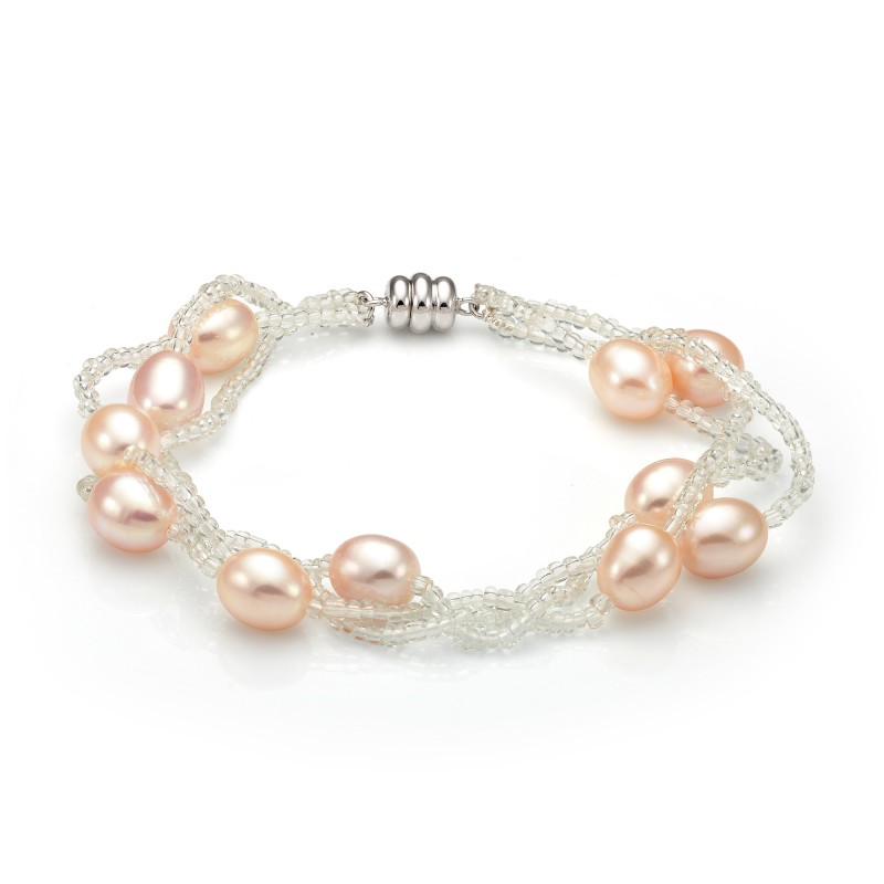 Браслет в 3 ряда из розового речного жемчуга 7,5-8 мм. Качество жемчуга наивысшее ААА. Артикул 9388 Браслет в 3 ряда из розового речного жемчуга 7,5-8 мм. Качество жемчуга наивысшее ААА. Артикул 9388