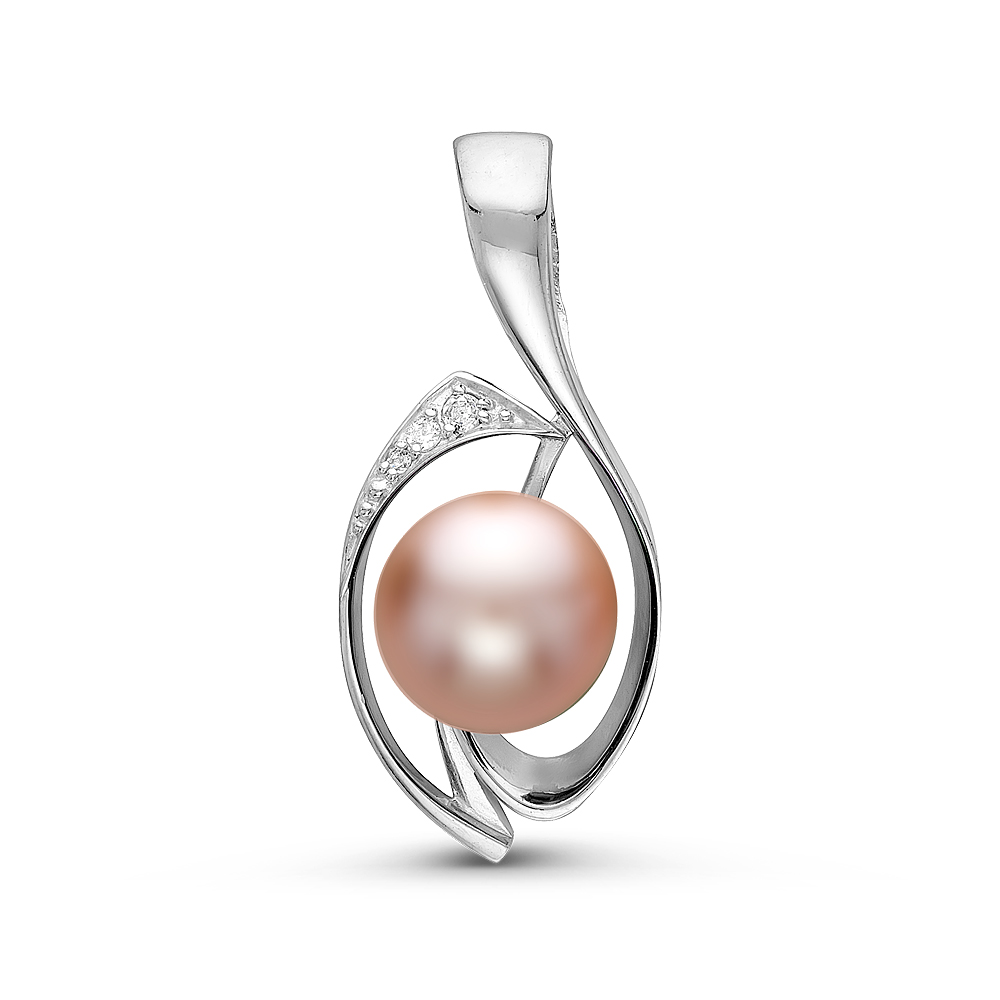 Кулон из серебра с розовой речной жемчужиной 8,5-9 мм. Артикул 10938 Кулон из серебра с розовой речной жемчужиной 8,5-9 мм. Артикул 10938