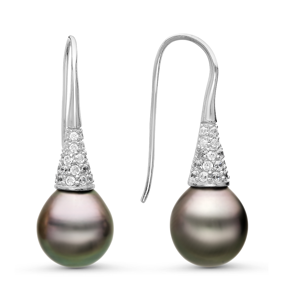 Серьги из серебра с Таитянскими жемчужинами 11-11,5 мм. Артикул 10812