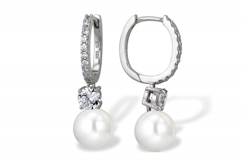 Серьги из серебра с белыми жемчужинами 8,5-9 мм. Артикул 9614 Серьги из серебра с белыми жемчужинами 8,5-9 мм. Артикул 9614