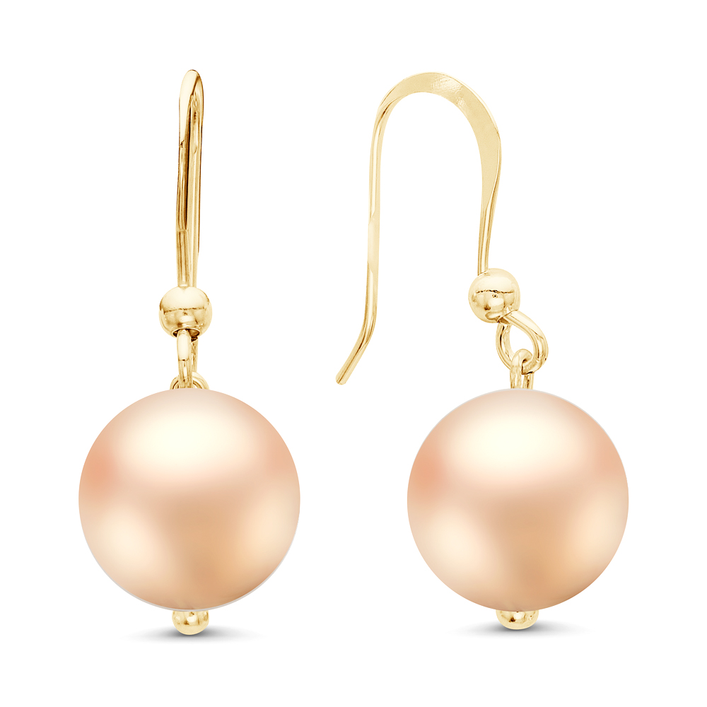 Серьги из серебра с розовыми жемчужинами 9-10 мм. Артикул 11259