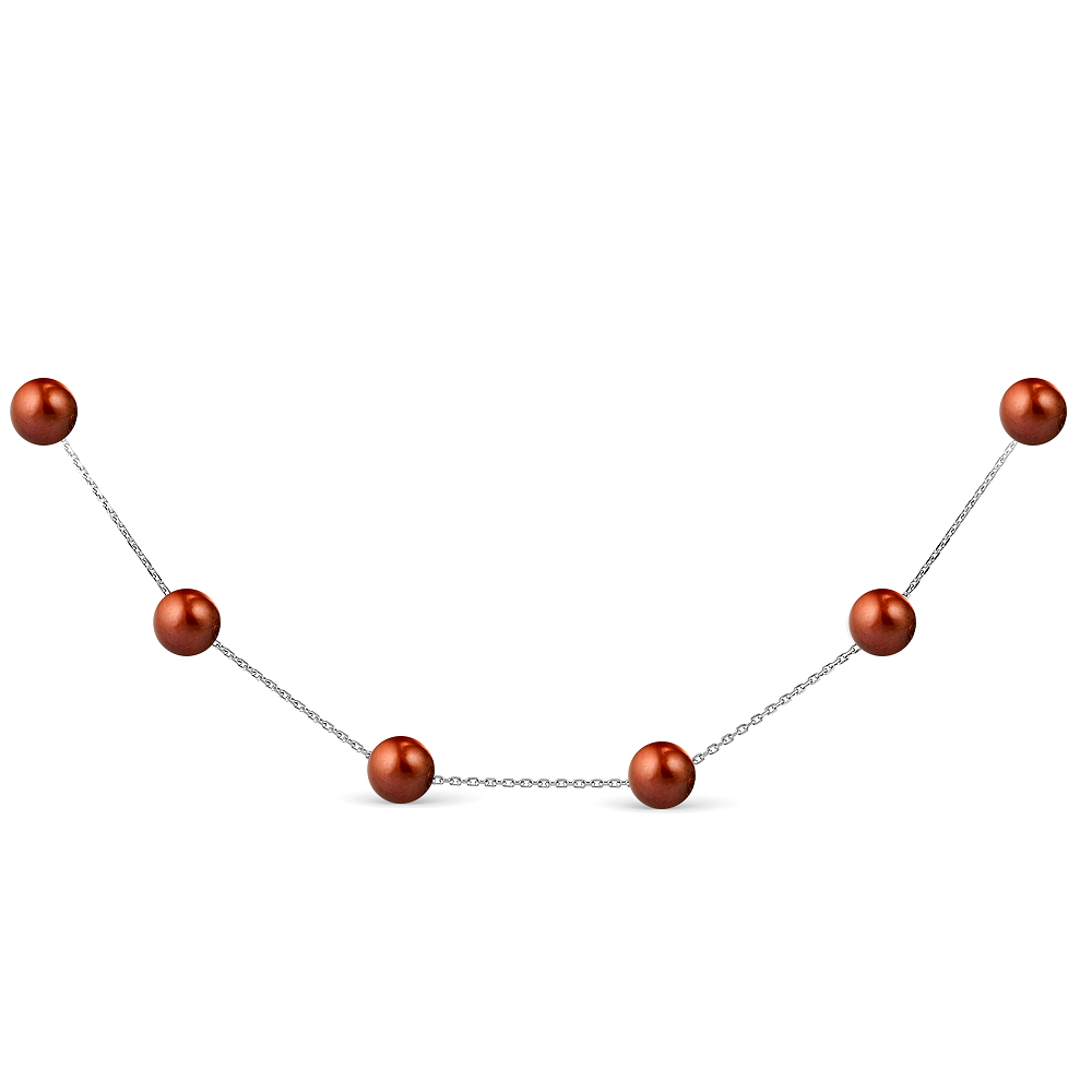 Цепочка из сплава с шоколадными речными жемчужинами 8-8,5 мм. Артикул 12427 Цепочка из сплава с шоколадными речными жемчужинами 8-8,5 мм. Артикул 12427