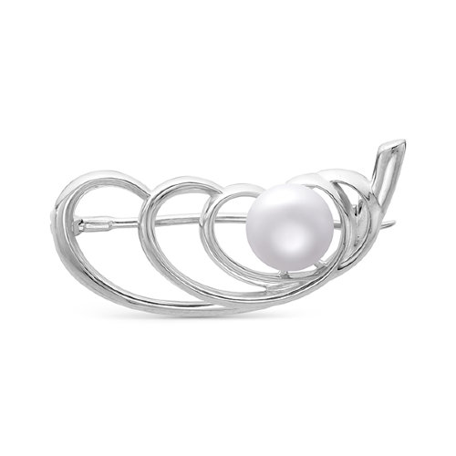 Брошь из серебра с белой жемчужиной 8,5-9 мм. Артикул 8488