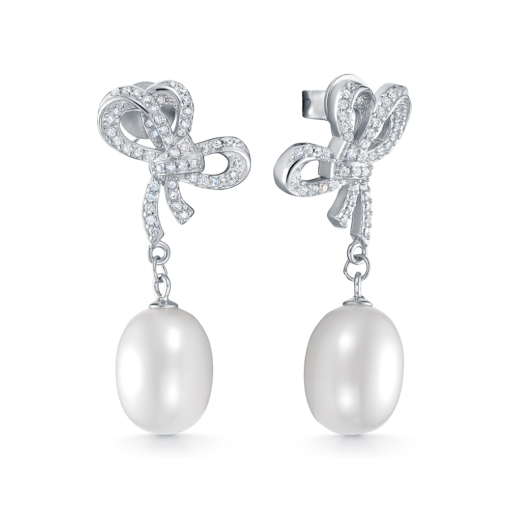 Серьги из серебра с белыми жемчужинами 10-10,5 мм. Артикул 10113 Серьги из серебра с белыми жемчужинами 10-10,5 мм. Артикул 10113