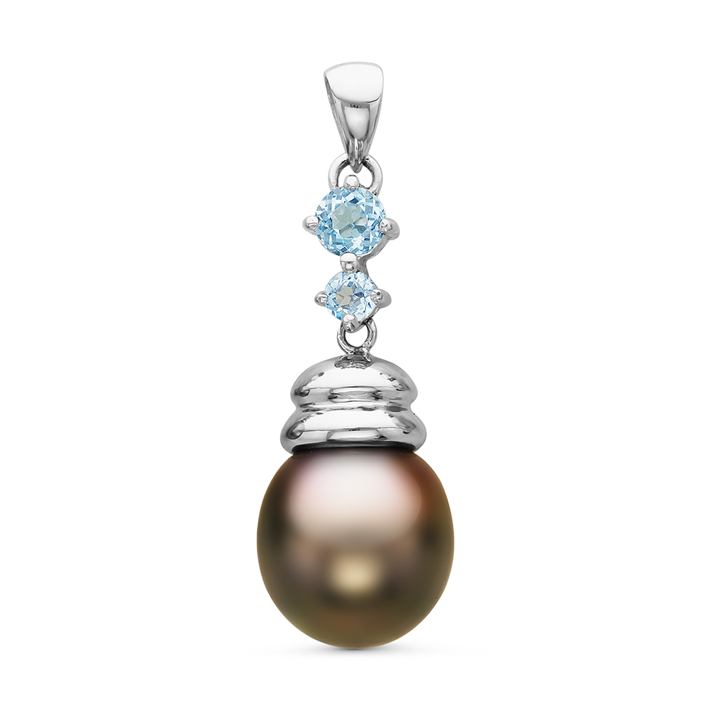 Кулон из серебра с черной Таитянской жемчужиной 11-11,5 мм. Артикул 10708