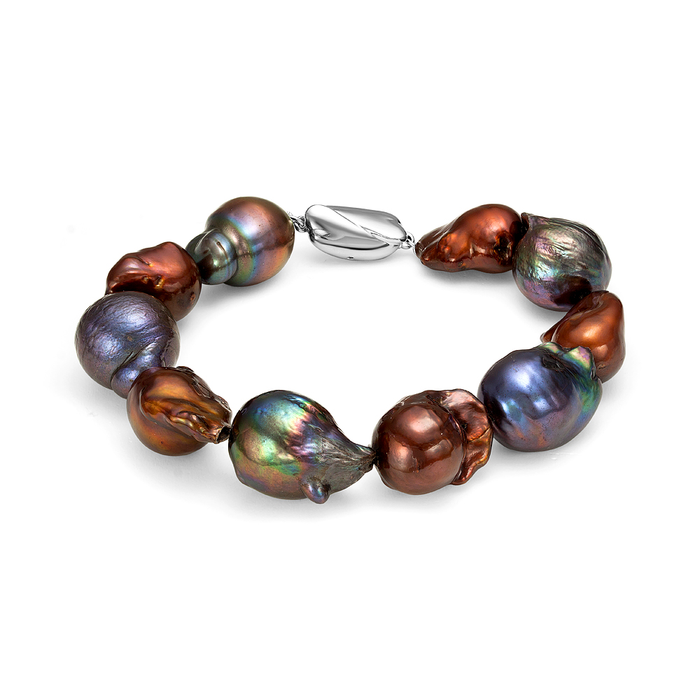 Браслет "микс" из барочного жемчуга 15-17 мм. Качество жемчуга наивысшее ААА. Артикул 9379