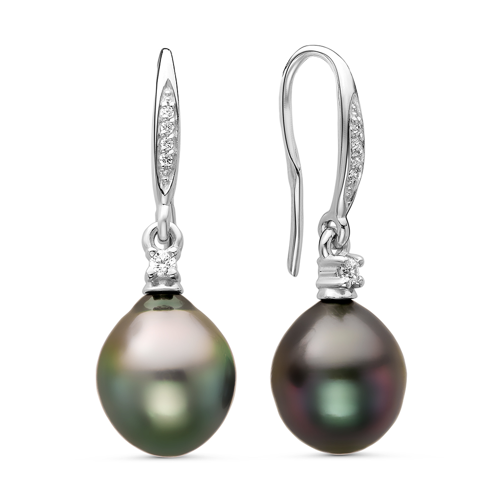 Серьги из серебра с Таитянскими жемчужинами 10,6-10,9 мм. Артикул 11111