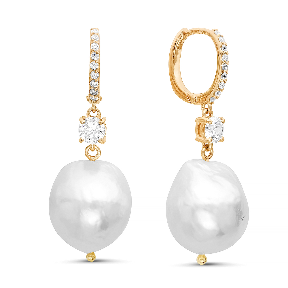 Серьги из серебра с белыми жемчужинами 13-16 мм. Артикул 11364