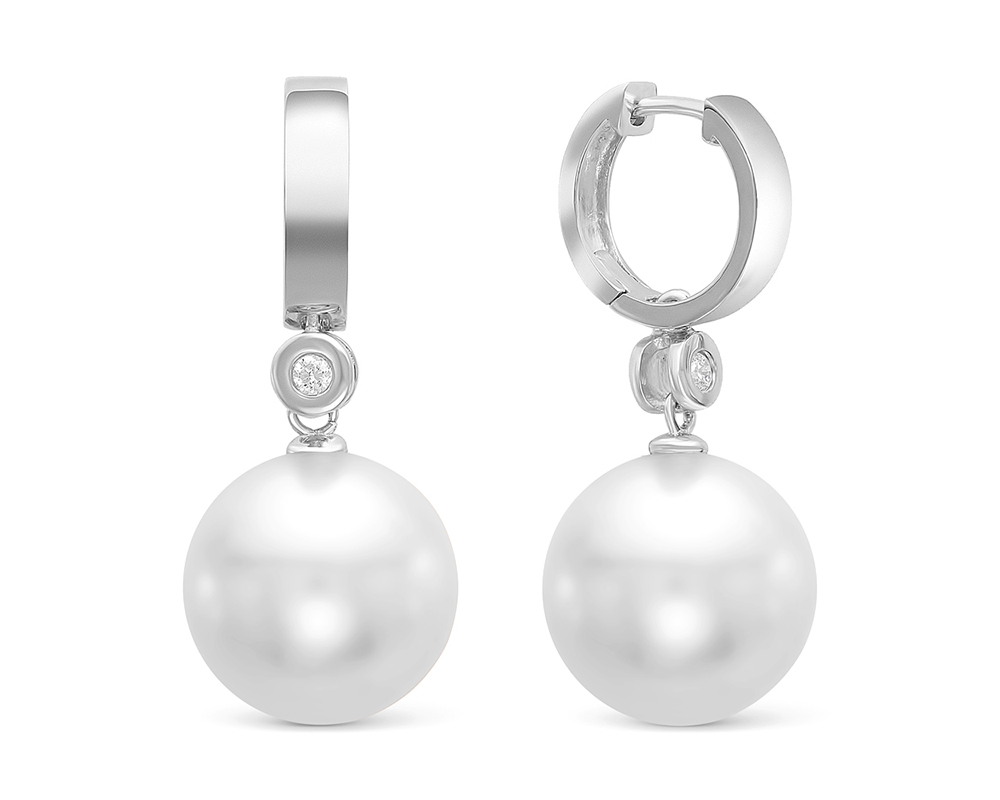 Серьги из золота с японскими речными жемчужинами 13-14 мм. Артикул 11233