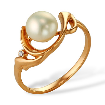 Кольцо из серебра 925 пробы с белой речной жемчужиной 7,5-8 мм. Артикул 10081