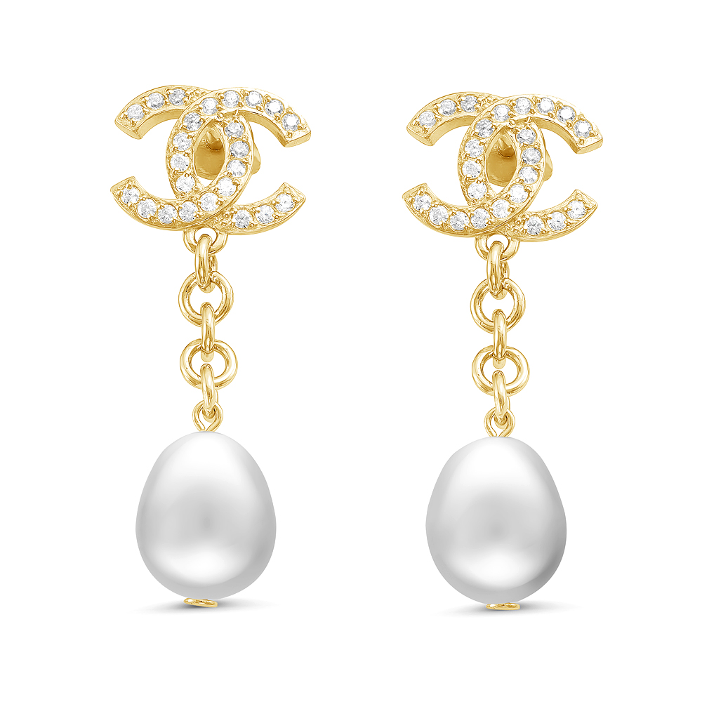 Серьги из серебра с белыми жемчужинами 10-11 мм. Артикул 10395