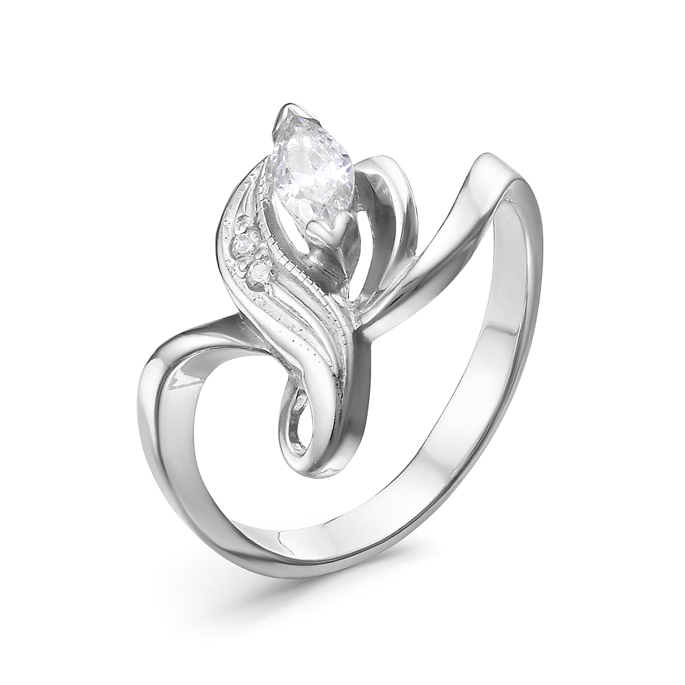 Кольцо из серебра 925 пробы, украшенное фианитами. Артикул 12581