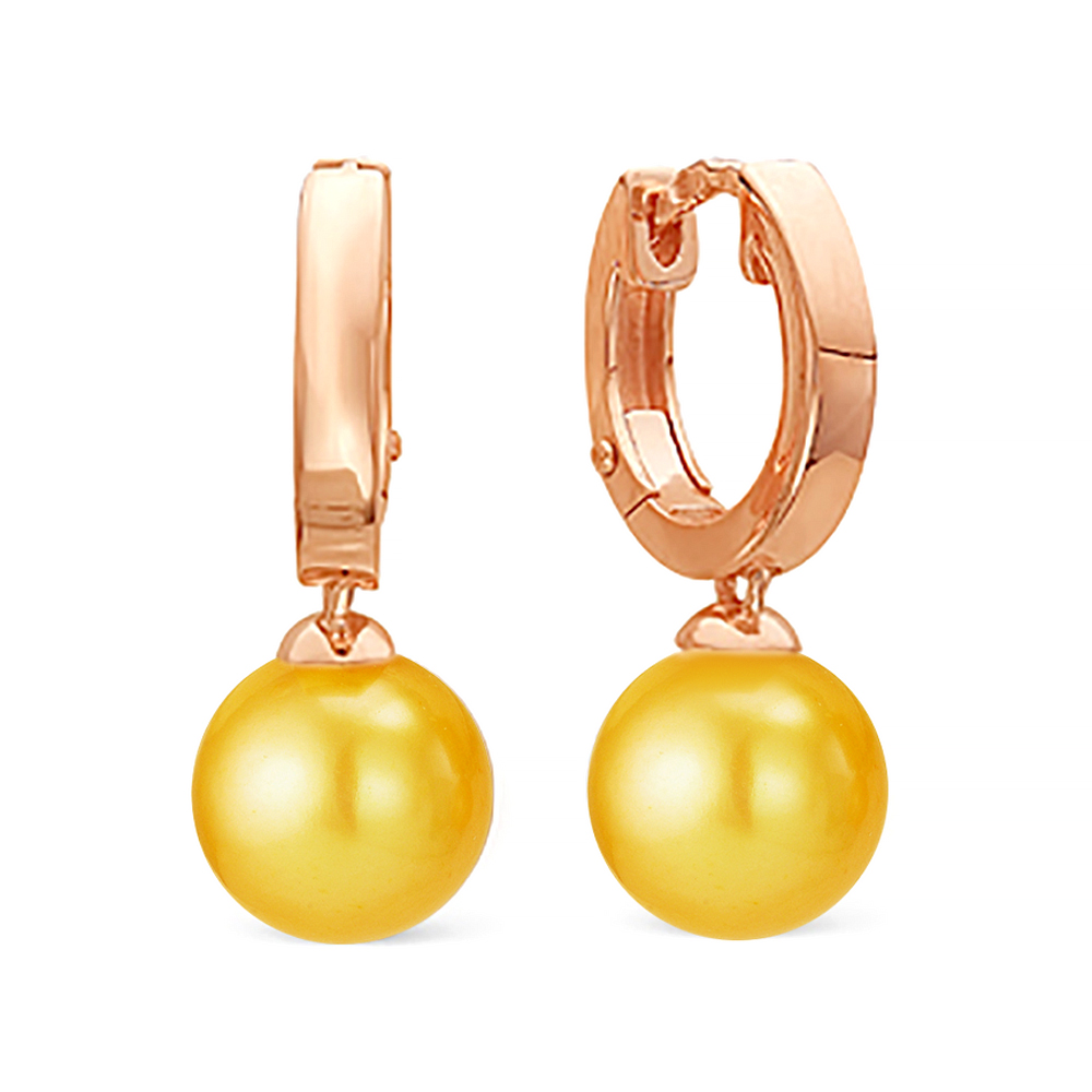 Серьги из серебра с золотистыми жемчужинами 8-8,5 мм. Артикул 11481