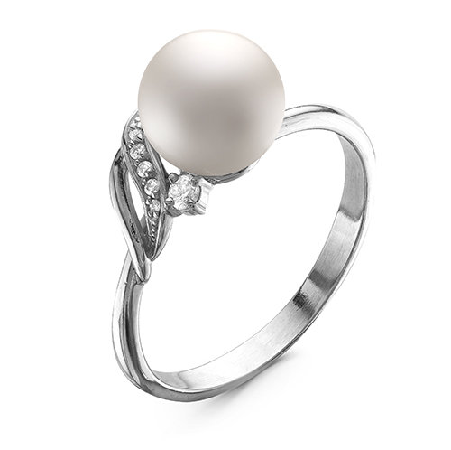 Кольцо из белого золота 585 пробы с белой жемчужиной 8,5-9 мм. Артикул 12036 Кольцо из белого золота 585 пробы с белой жемчужиной 8,5-9 мм. Артикул 12036