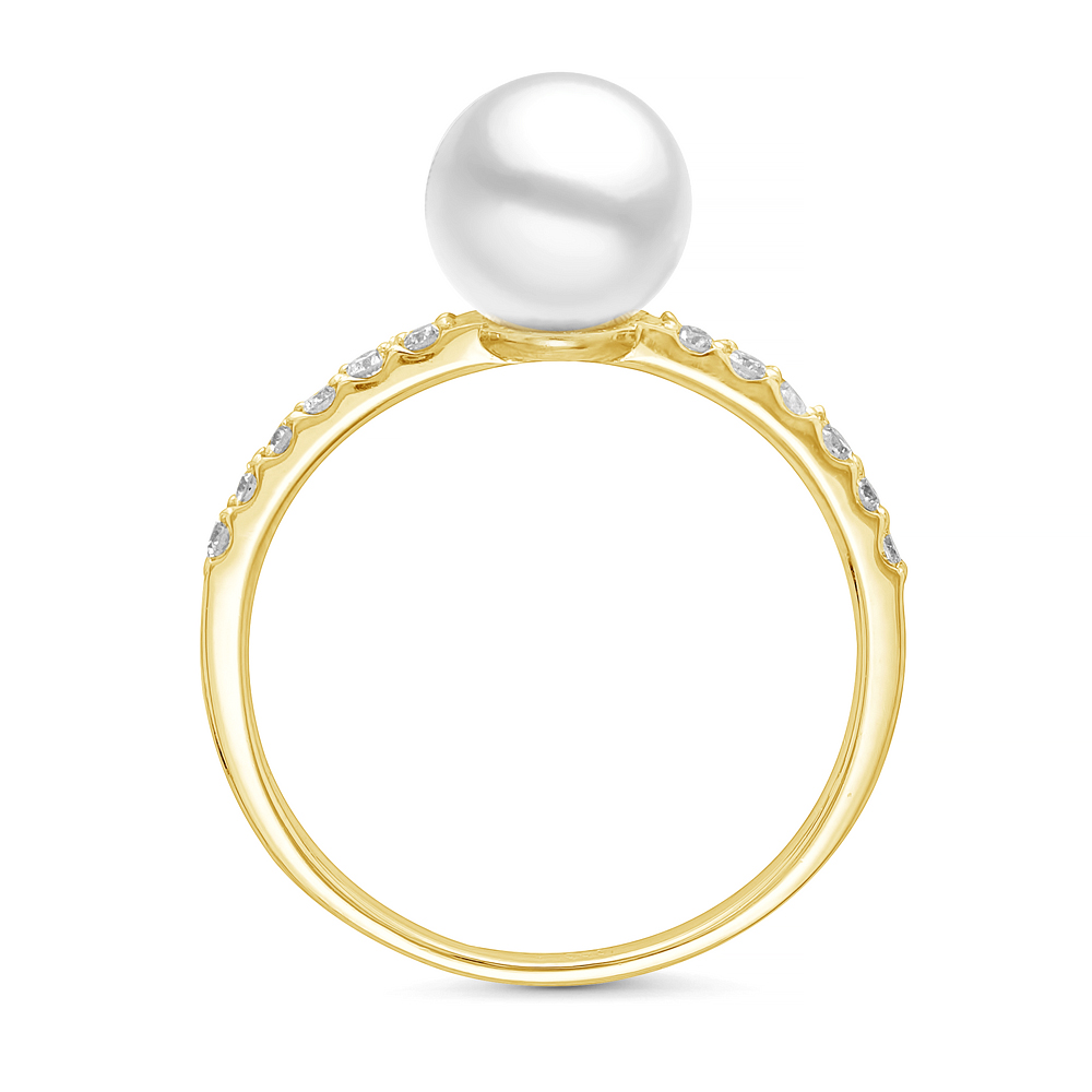 Кольцо из серебра 925 пробы с белой жемчужиной 7-7,5 мм. Артикул 11808