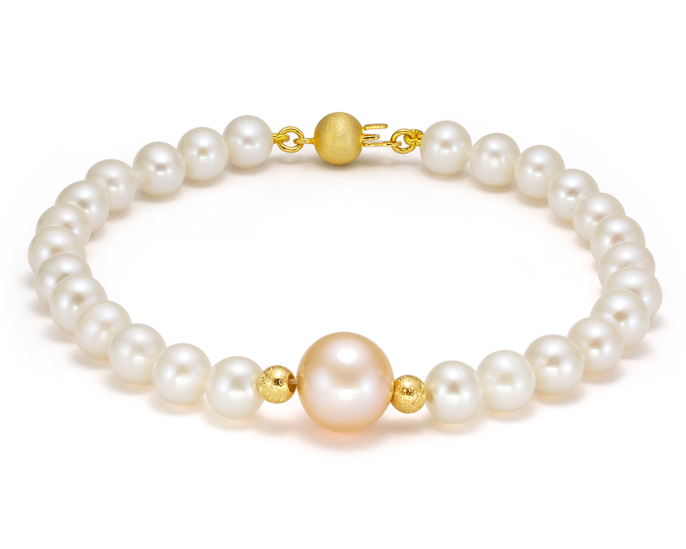 Браслет "микс" из жемчуга 6,5-11 мм со вставками из серебра. Качество жемчуга наивысшее ААА. Артикул 12820