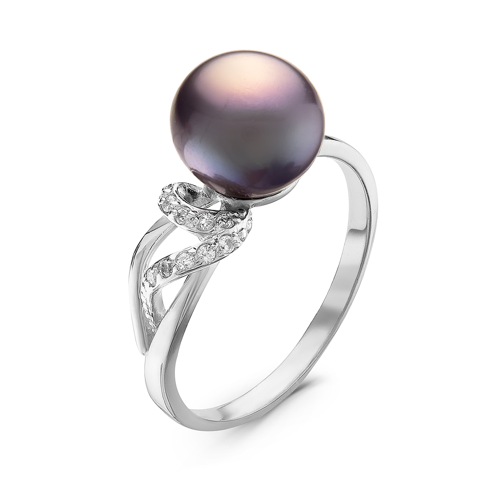 Кольцо из серебра 925 пробы с черной жемчужиной 8,5-9 мм. Артикул 10886 Кольцо из серебра 925 пробы с черной жемчужиной 8,5-9 мм. Артикул 10886