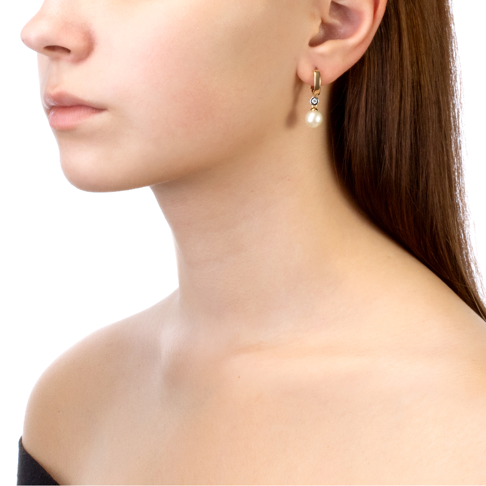 Серьги из серебра с белыми жемчужинами 8,5-9 мм. Артикул 9601 Серьги из серебра с белыми жемчужинами 8,5-9 мм. Артикул 9601