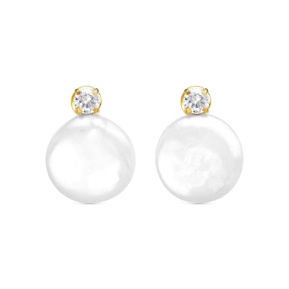 Серьги из серебра с белыми жемчужинами "барокко" 13,5-14 мм. Артикул 12479 Серьги из серебра с белыми жемчужинами "барокко" 13,5-14 мм. Артикул 12479