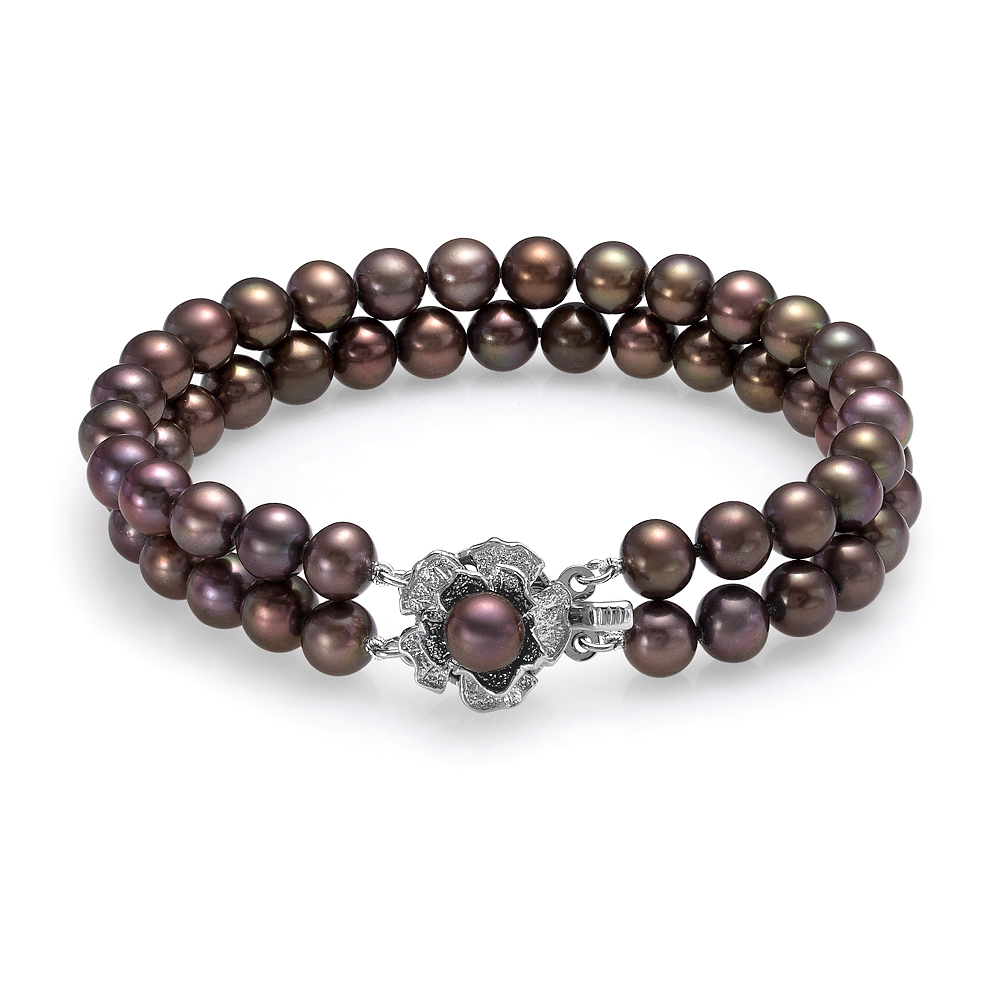 Браслет в 2 ряда из черного круглого речного жемчуга 7,5-8 мм. Качество жемчуга наивысшее ААА. Артикул 9740 Браслет в 2 ряда из черного круглого речного жемчуга 7,5-8 мм. Качество жемчуга наивысшее ААА. Артикул 9740