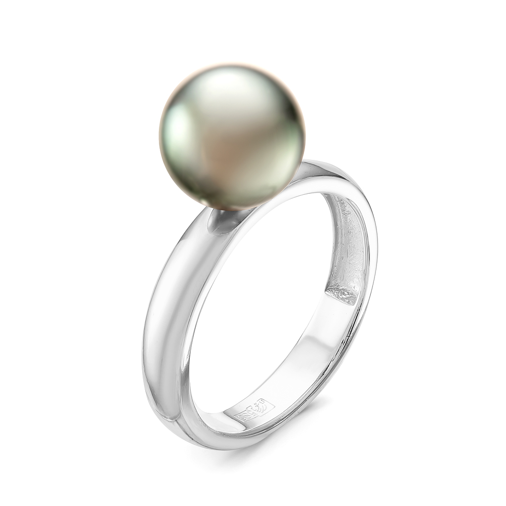 Кольцо из серебра 925 пробы с морской Таитянской жемчужиной 10-10,5 мм. Артикул 11796