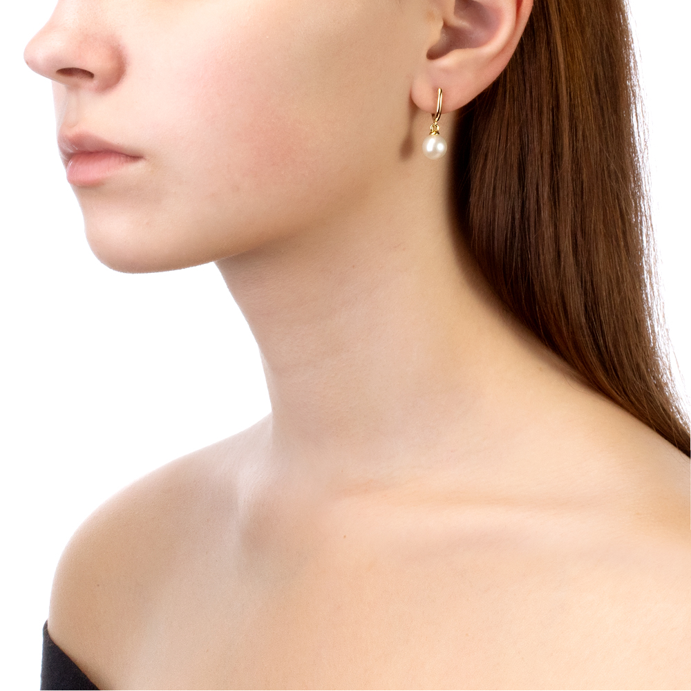 Серьги из серебра с белыми жемчужинами 8,5-9 мм. Артикул 9615 Серьги из серебра с белыми жемчужинами 8,5-9 мм. Артикул 9615