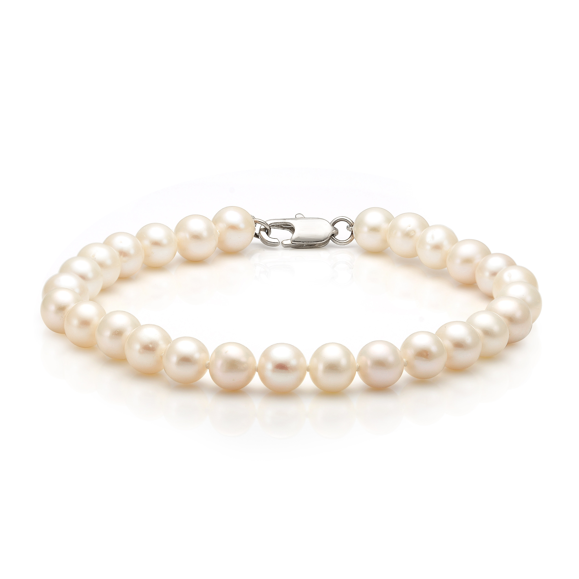 Браслет из белого круглого речного жемчуга 7-7,5 мм. Качество жемчуга высокое АА+. Артикул 7746 Браслет из белого круглого речного жемчуга 7-7,5 мм. Качество жемчуга высокое АА+. Артикул 7746