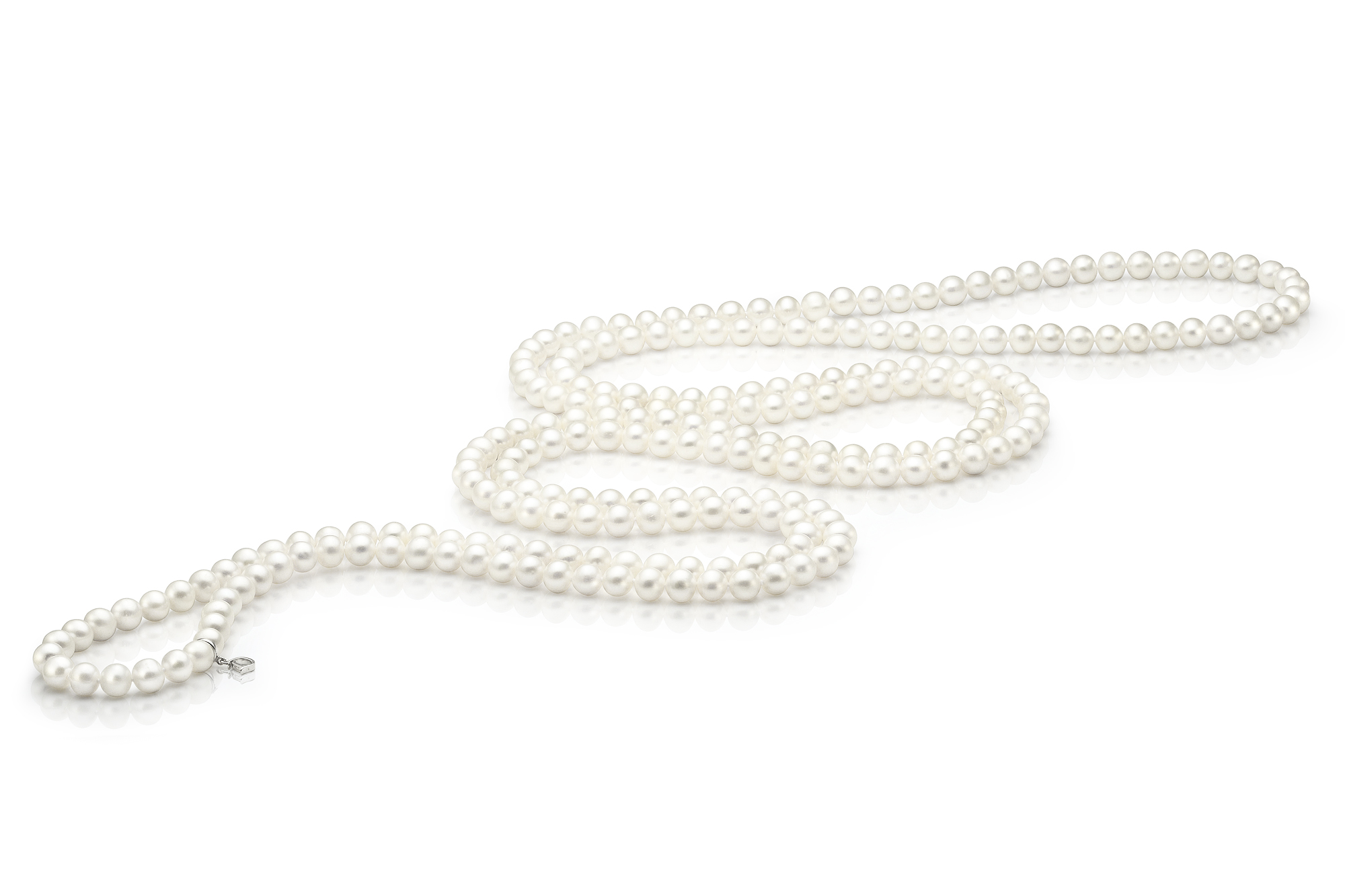 Бусы из белого круглого речного жемчуга 6-6,5 мм. Качество жемчуга наивысшее ААА. Артикул 7738