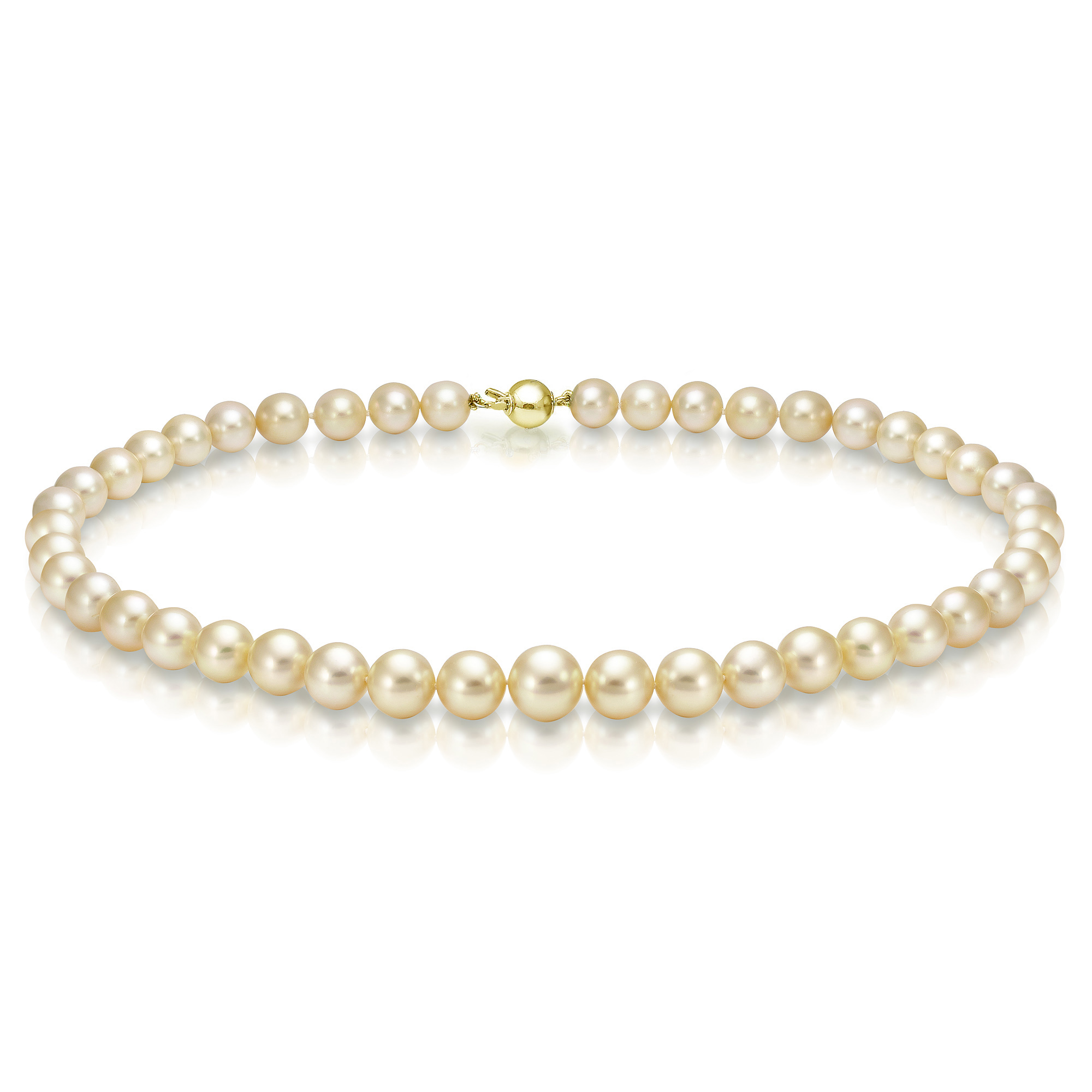 Ожерелье из золотистого морского Австралийского жемчуга 10-12,9 мм. Качество жемчуга высокое АА+. Артикул 9496