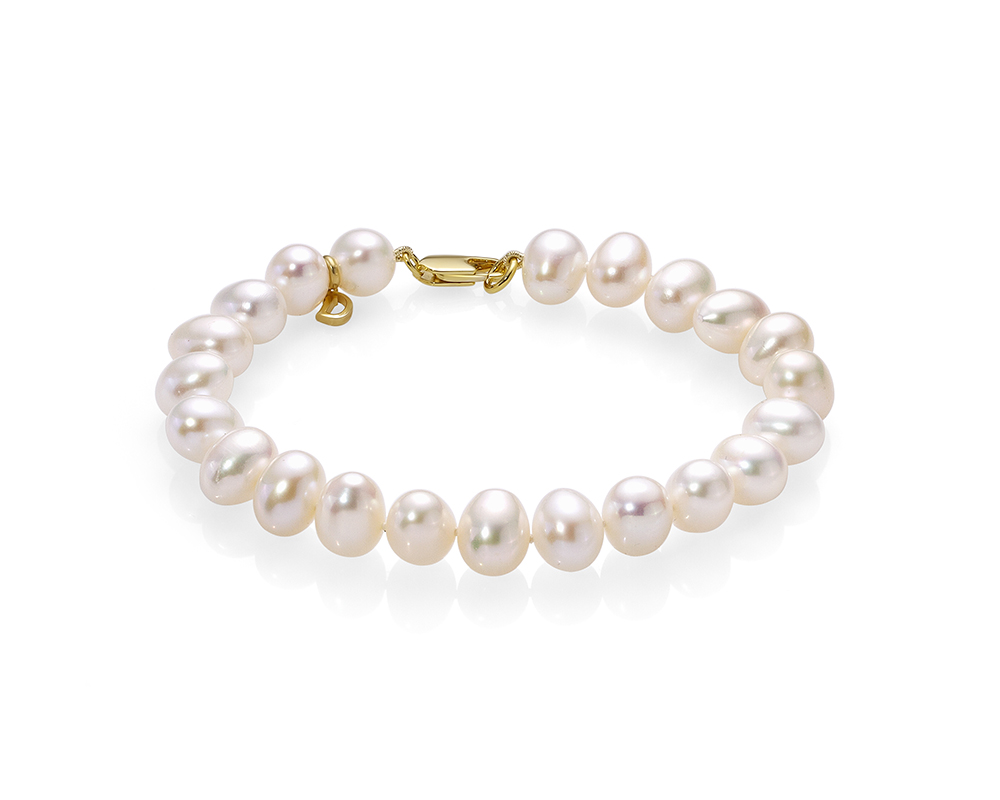 Браслет из белого овального речного жемчуга 7,5-8 мм. Качество жемчуга наивысшее ААА. Артикул 11828 Браслет из белого овального речного жемчуга 7,5-8 мм. Качество жемчуга наивысшее ААА. Артикул 11828