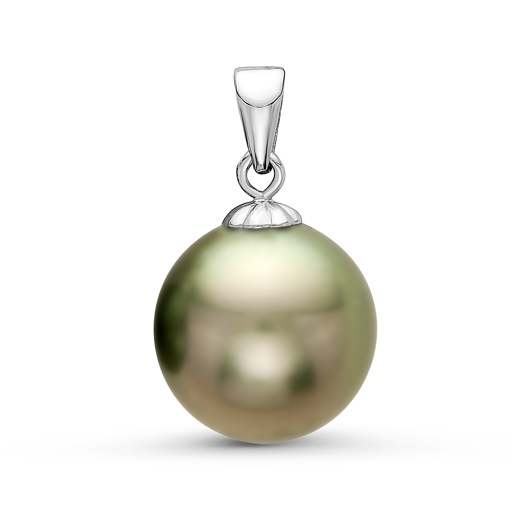Кулон из белого золота с зеленой Таитянской жемчужиной 11-11,5 мм. Артикул 10838 Кулон из белого золота с зеленой Таитянской жемчужиной 11-11,5 мм. Артикул 10838