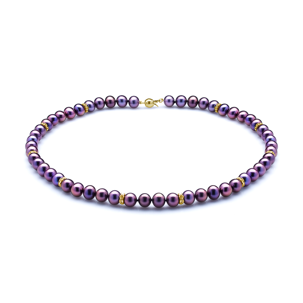 Ожерелье со стразами из черного речного жемчуга 7,5-8 мм. Качество жемчуга наивысшее ААА. Артикул 9968