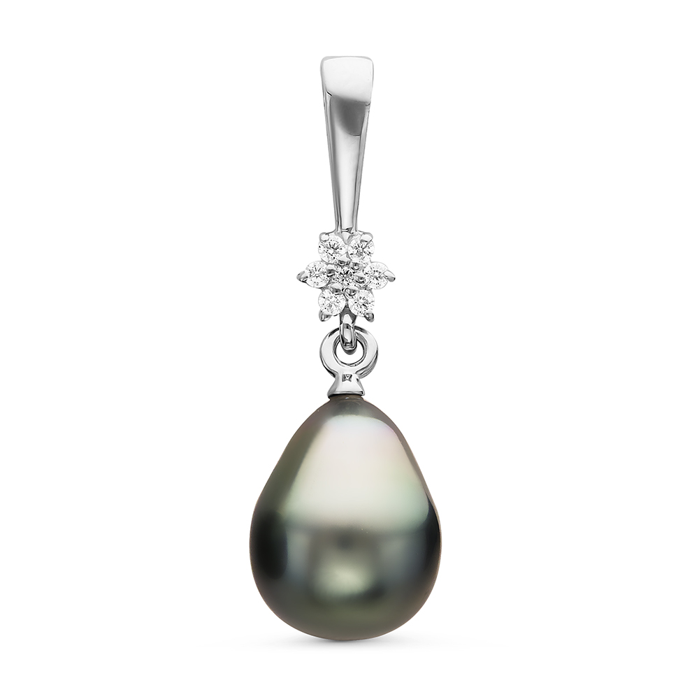 Кулон из серебра с черной Таитянской жемчужиной 9-9,5 мм. Артикул 10701