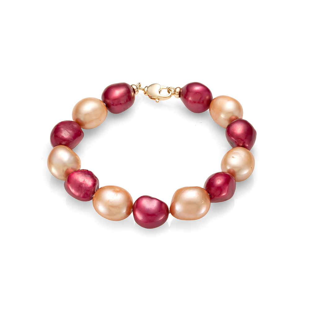 Браслет "микс" из барочного речного жемчуга 11-12 мм. Качество жемчуга высокое АА+. Артикул 11608