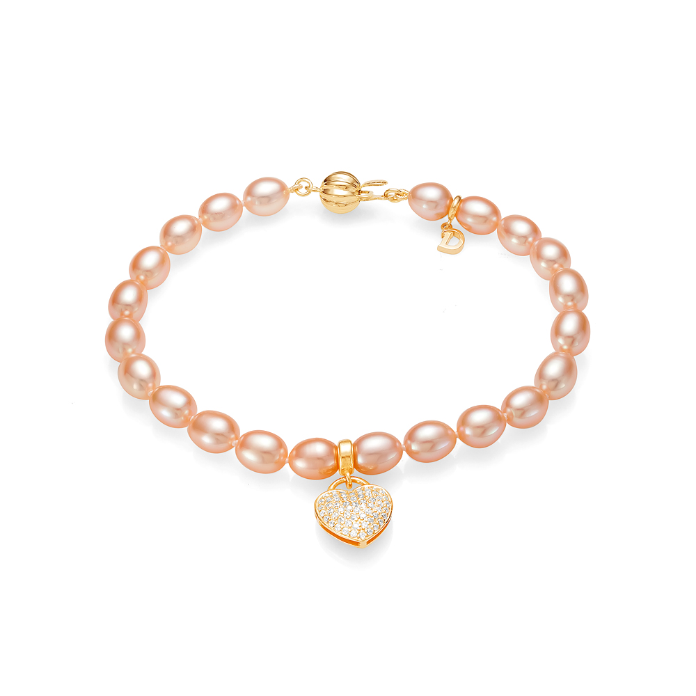 Браслет из розового жемчуга 6-6,5 мм с подвеской "Сердце". Качество жемчуга наивысшее ААА. Артикул 11629 Браслет из розового жемчуга 6-6,5 мм с подвеской "Сердце". Качество жемчуга наивысшее ААА. Артикул 11629