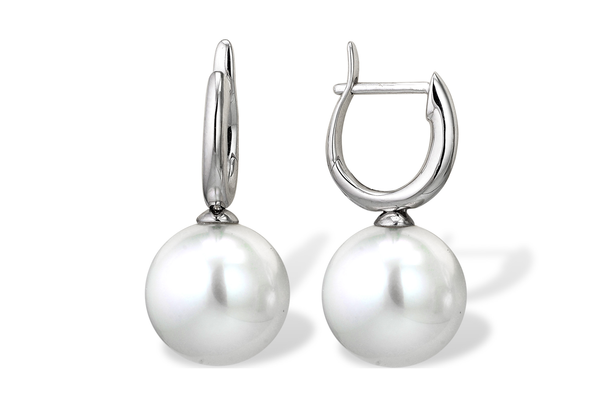 Серьги из золота с белыми Австралийскими жемчужинами 13-13,5 мм. Артикул 11731