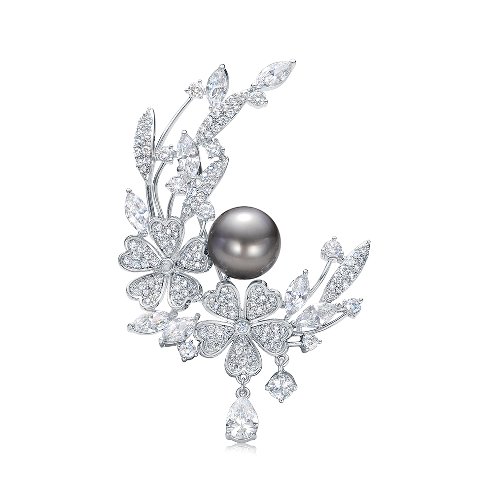 Брошь-кулон из сплава с Таитянской морской жемчужиной 11-11,5 мм. Артикул 11956 Брошь-кулон из сплава с Таитянской морской жемчужиной 11-11,5 мм. Артикул 11956