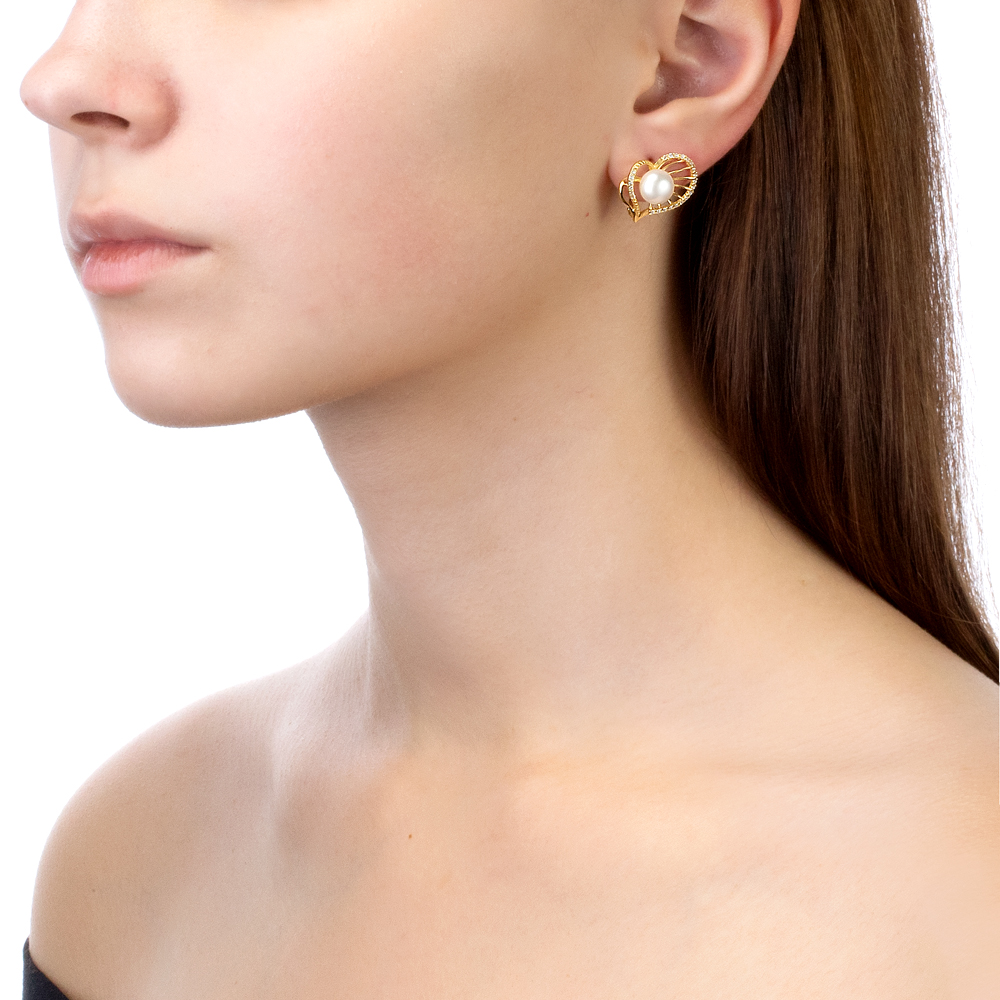 Серьги из серебра с белыми жемчужинами 7,5-8 мм. Артикул 10393 Серьги из серебра с белыми жемчужинами 7,5-8 мм. Артикул 10393