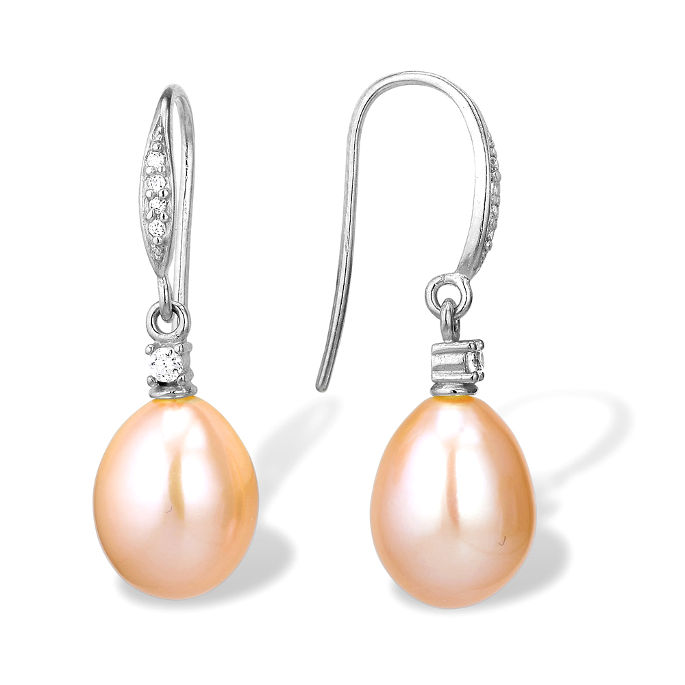 Серьги из серебра с розовыми жемчужинами 7,5-8 мм. Артикул 10110 Серьги из серебра с розовыми жемчужинами 7,5-8 мм. Артикул 10110