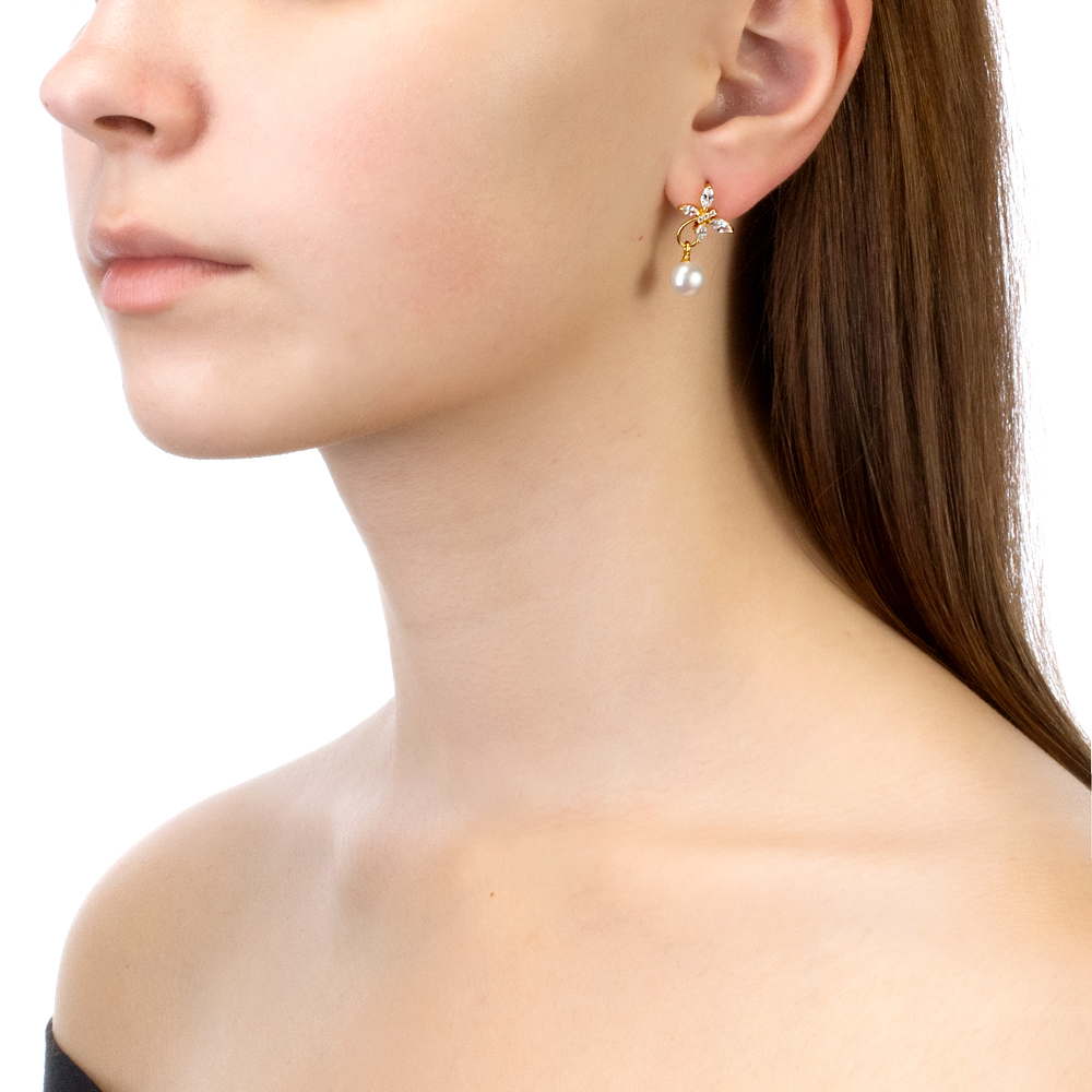 Серьги из серебра с белыми жемчужинами 7,5-8 мм. Артикул 11395 Серьги из серебра с белыми жемчужинами 7,5-8 мм. Артикул 11395