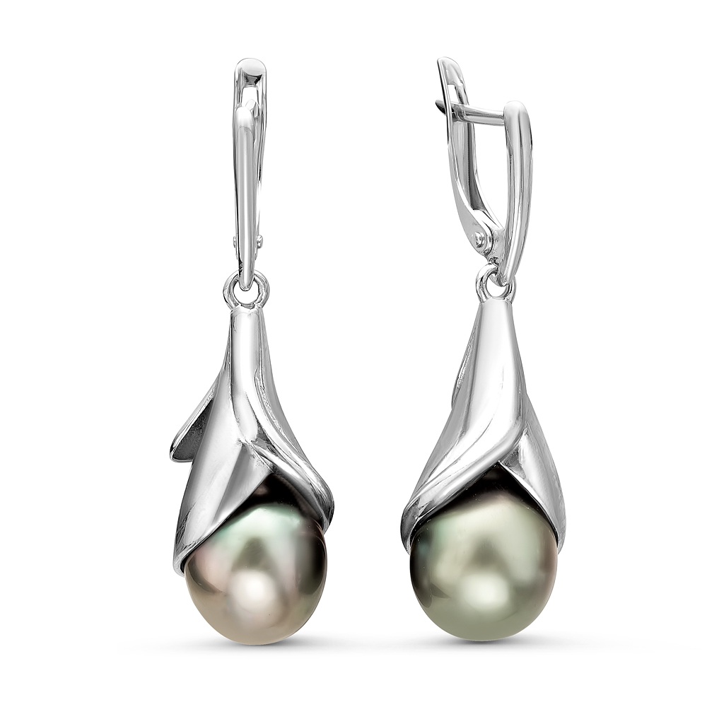 Серьги из серебра с Таитянскими жемчужинами 9-10 мм. Артикул 10233