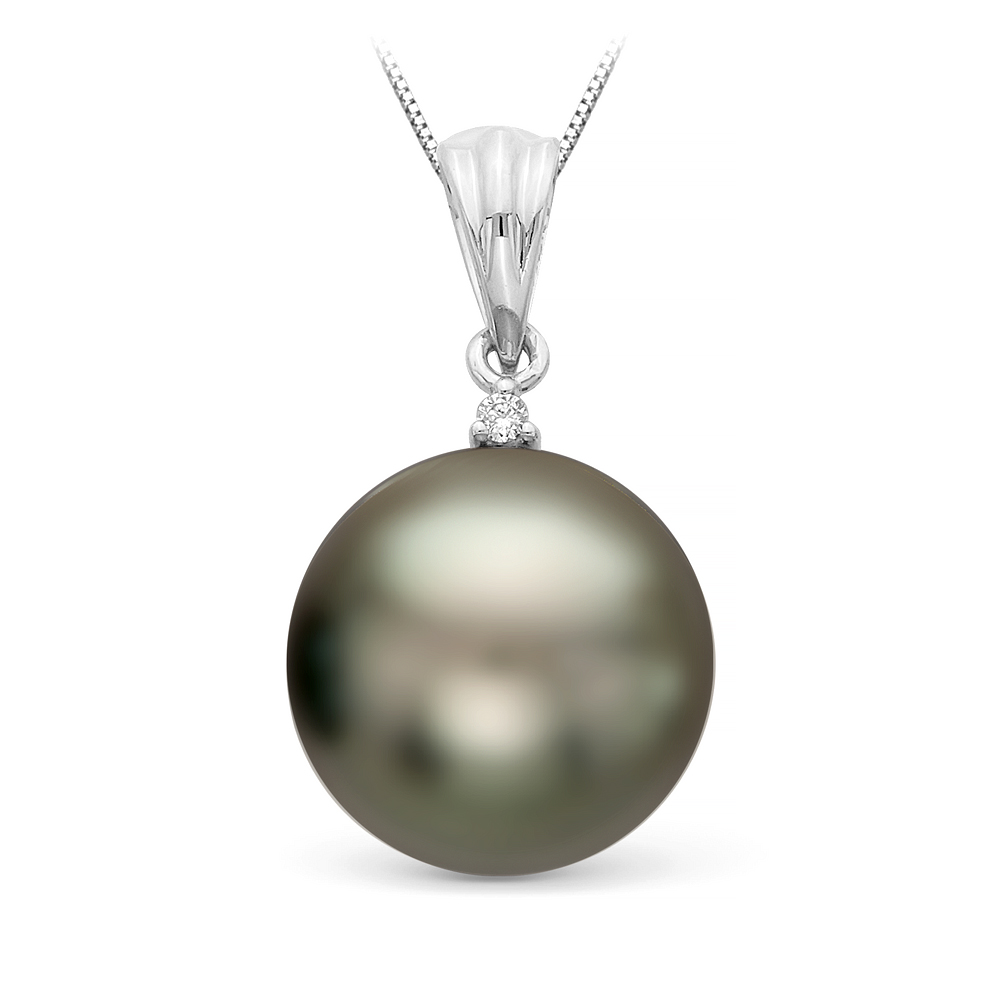Кулон из белого золота с черной Таитянской жемчужиной 12,6-12,9 мм. Артикул 11476 Кулон из белого золота с черной Таитянской жемчужиной 12,6-12,9 мм. Артикул 11476