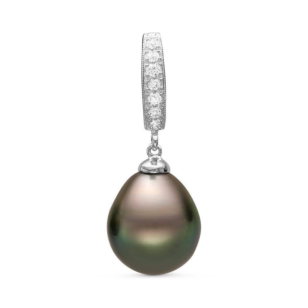 Кулон из серебра с черной Таитянской жемчужиной 12-12,5 мм. Артикул 10993